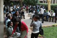 Strathmore students at a courtyard at the University